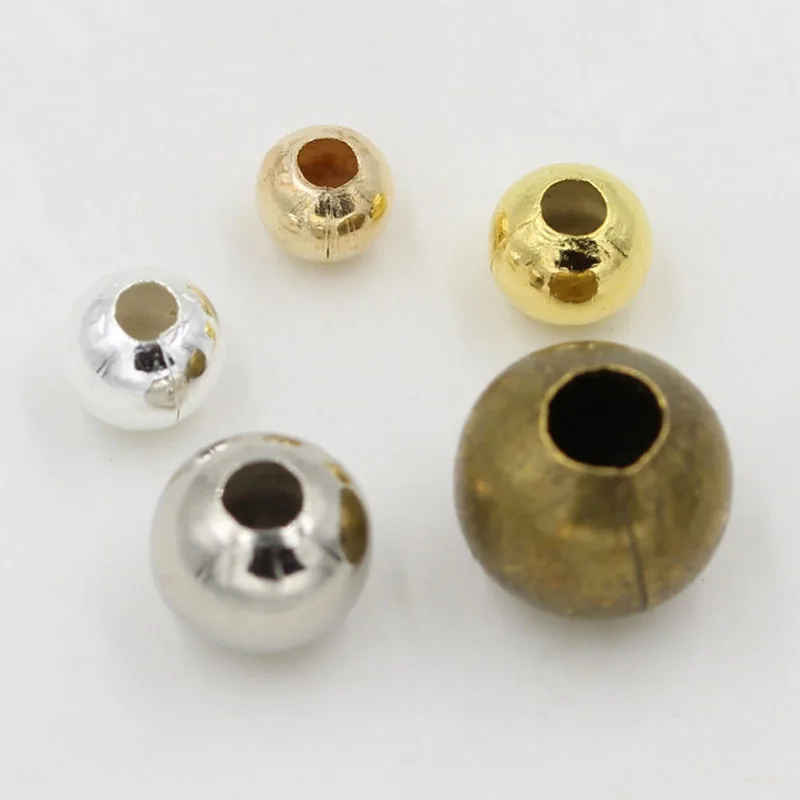100шт 2-10 мм металлического железа, античная бронза, круглый гладкий шар, свободные бусины для браслета, ожерелья, аксессуары для изготовления ювелирных изделий своими руками