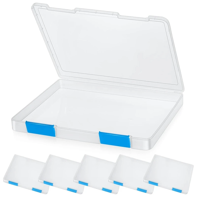 6 Шт. Прозрачная коробка для файлов формата А4 Пластиковый ящик для документов Кейс для хранения картонных коробок Защита для журналов Держатель файла с пряжкой Прочный