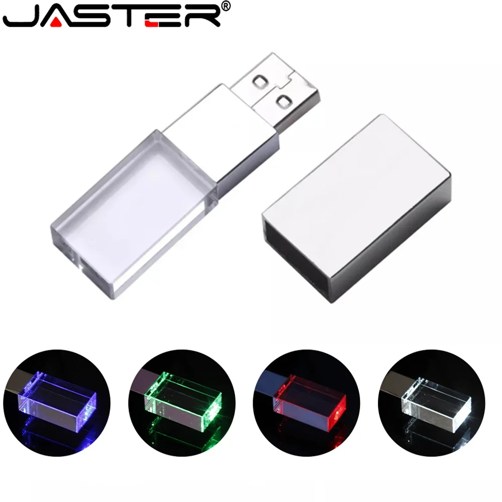 JASTER Silver USB Флэш-Накопители 128 Бесплатных Пользовательских Логотипов Memory Stick 64 ГБ со Светодиодной Подсветкой Pen Drive 32 ГБ 16 ГБ 8 ГБ 4 ГБ Креативный Подарок