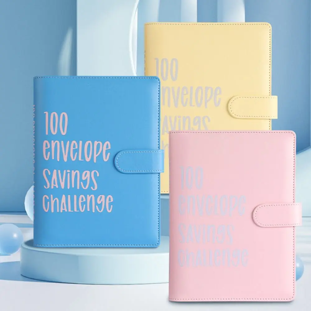 Macaron Color 100 конвертов для переплета Многоразовая папка из искусственной кожи с денежными конвертами Простая и веселая Бюджетная книжка на 100 дней