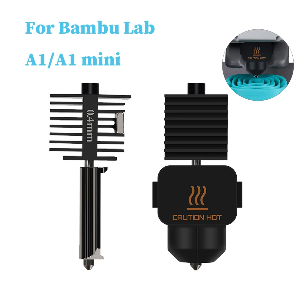Горячий комплект для мини-сопла Bambu Lab A1 в сборе с горячим концом 0.2/0.4/0.6/0.8 сопло из закаленной стали мм для детали 3D-принтера Bambulab A1