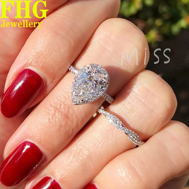 грушевидное кольцо из белого золота 1 карат 14 карат для женщин, обручальное кольцо с муассанитом DVVS1, Классическое модное кольцо с бриллиантом