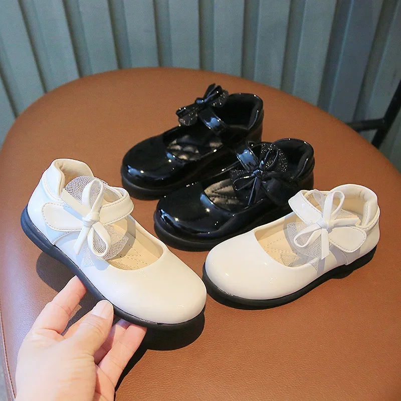 Детские туфли из лакированной кожи Zapatos Bebe Niña для свадебной вечеринки, обувь для черной девочки, модная детская обувь принцессы с бантом для малышей Мэри Джейн