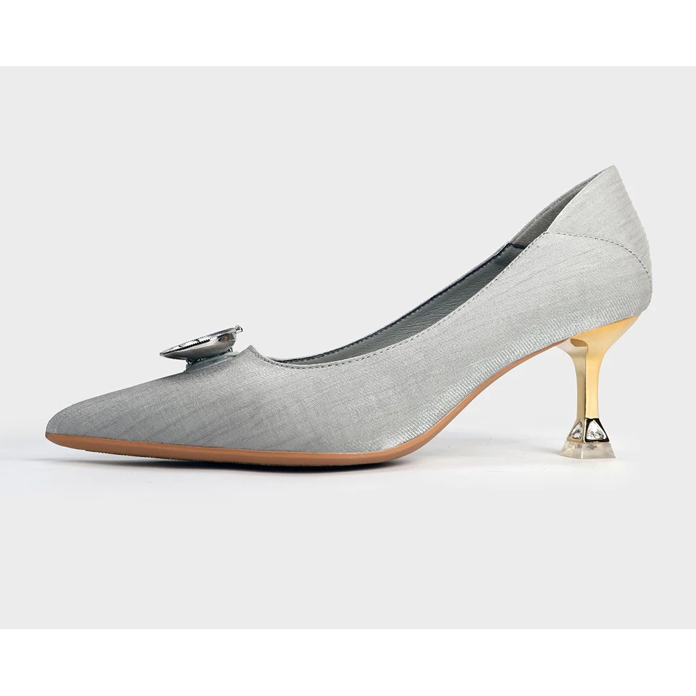 Женские брендовые дизайнерские туфли-лодочки из металла высочайшего качества на высоком каблуке с острым носком, женская офисная рабочая обувь