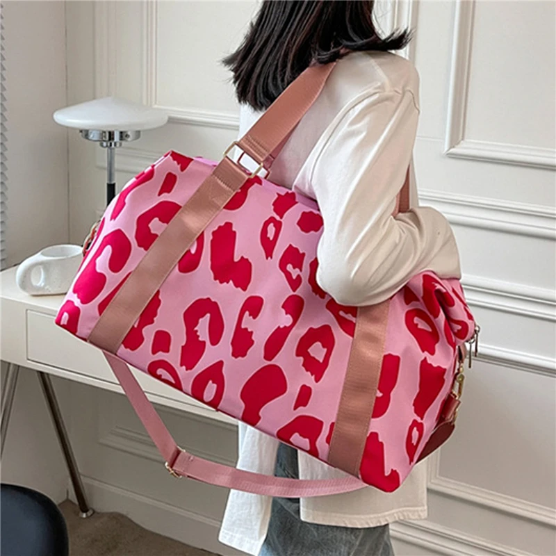 Модная Новая дорожная сумка 2023 года, спортивная сумка, женская Леопардовая Большая Оксфордская сумка, сумки-тоут, спортивная сумка для фитнеса, женская розовая сумка выходного дня