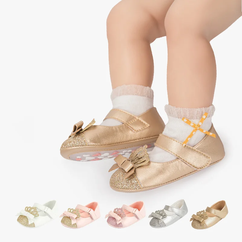 Новая мода, блестки, детская обувь для кронпринцессы, женская детская обувь, нескользящая мягкая подошва, обувь для первых прогулок, Детская обувь