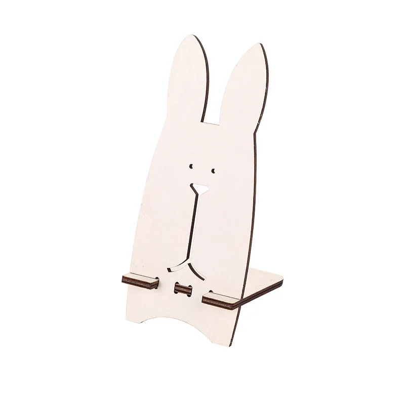 Портативный Подарочный Рисунок из древесной стружки Милый Мультяшный Кролик Держатель мобильного телефона Деревянные Чехлы для Животных Подставка для поддержки Аксессуары 2023 Новинка