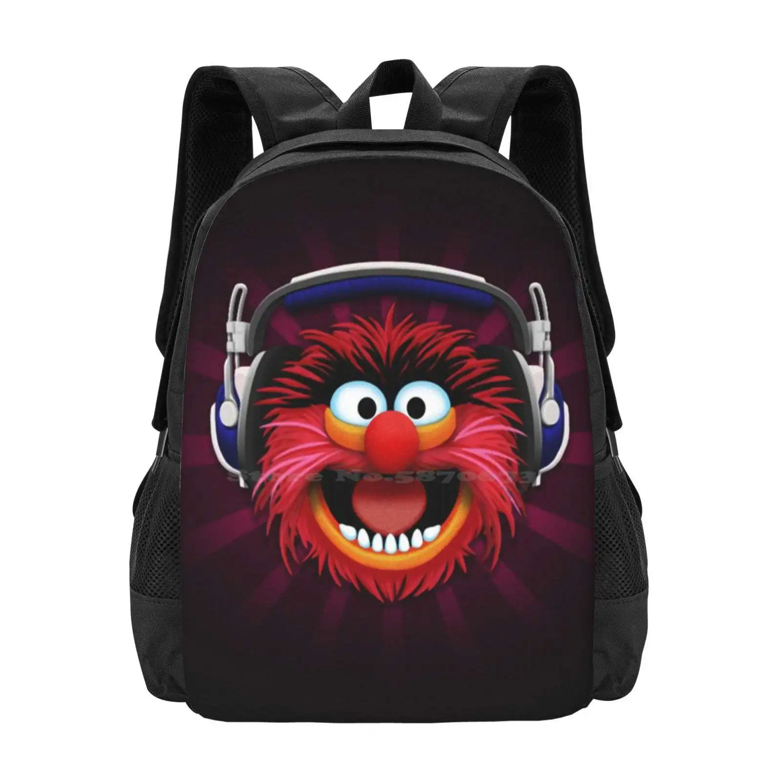 Рюкзак с рисунком животного в наушниках, школьные сумки, Барабанщик-животное на шоу барабанов, Животное в наушниках